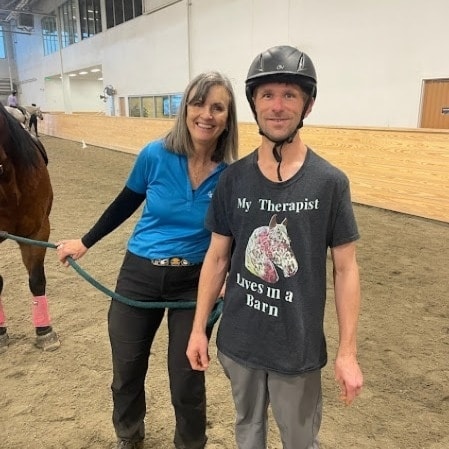 Jamilyn Anthony in the arena at Connections Through Horses